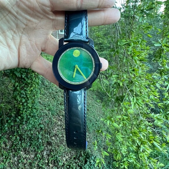 Movado Accessories - Movado BOLD Wristwatch Women’s Green Dial Crystal Bezel Black Case Quartz